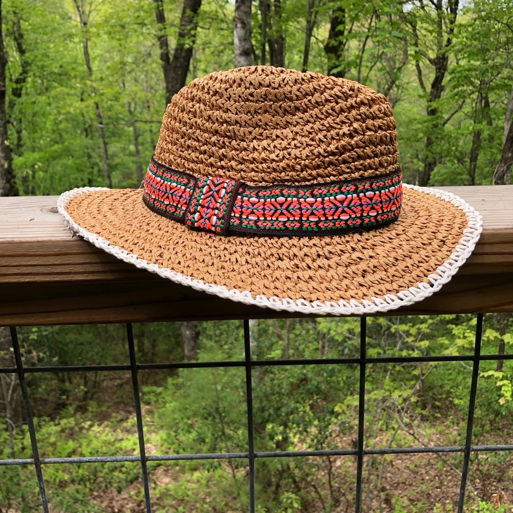 Echo Paper Panama Hat with Colorful Band Crushable Packable
